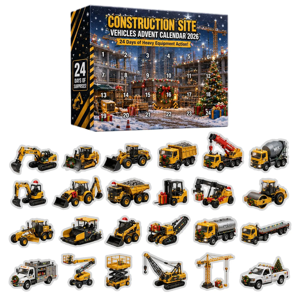 Construction Site Vehicles Advent Calendars 24 Days Christmas Countdown Desktop Ornament Festive Party Favor Gifts