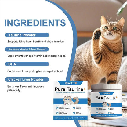 Cat Taurine Powder Eye Heart Health Care Dietary Supplement for Kitten Adult Cats Immune System Support Nutrient Food Additive