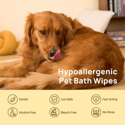 6Pcs Hypoallergenic Pet Cleaning Glove Wipes Private Label Biodegradable Pet Grooming Gloves Wet Wipes for Dogs and Cats