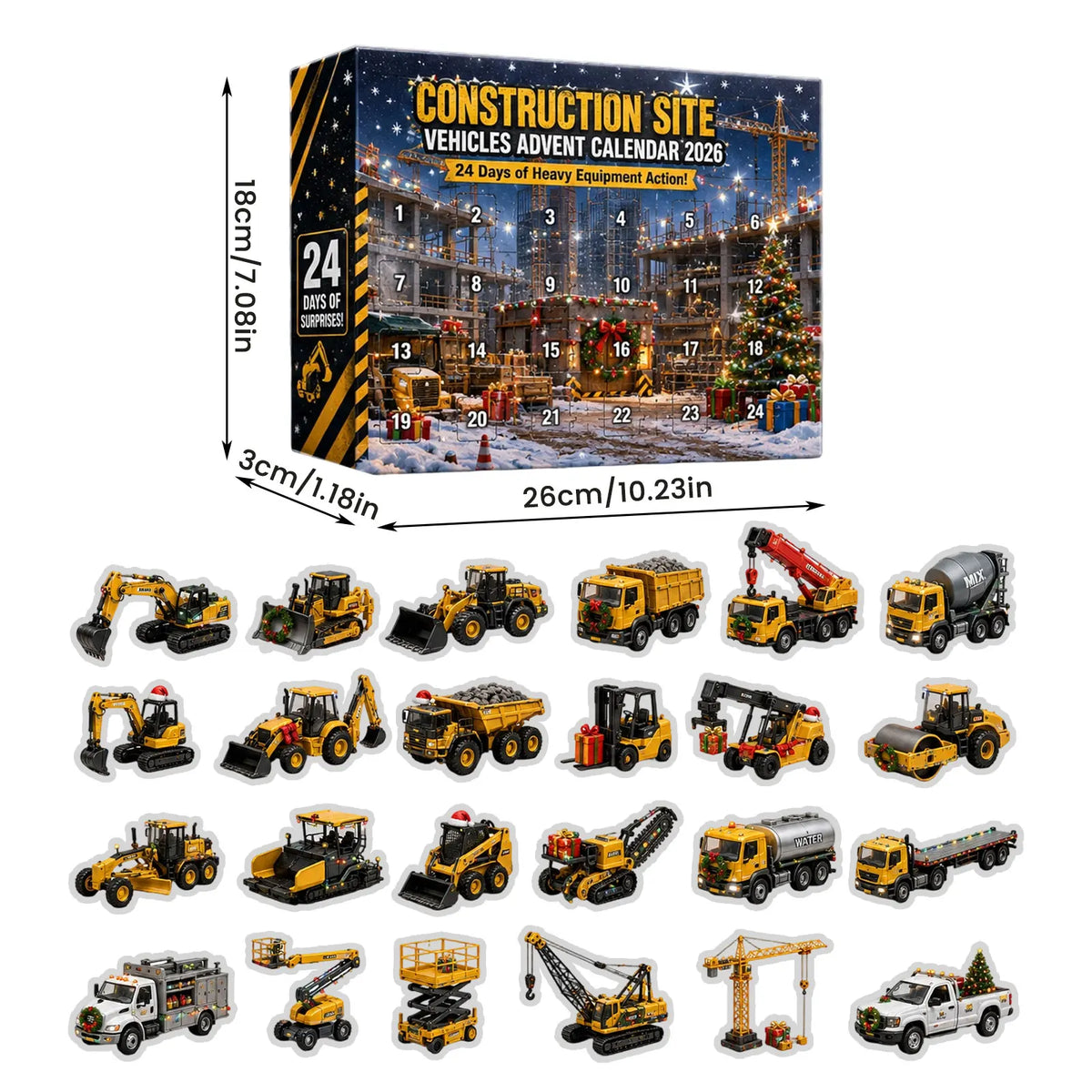 Construction Site Vehicles Advent Calendars 24 Days Christmas Countdown Desktop Ornament Festive Party Favor Gifts